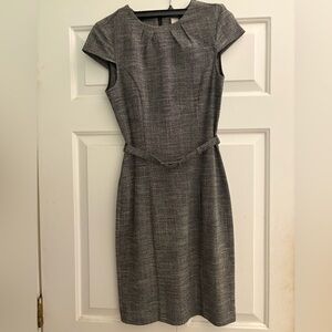 H&M Elegant Gray Women's Belted Sheath Dress